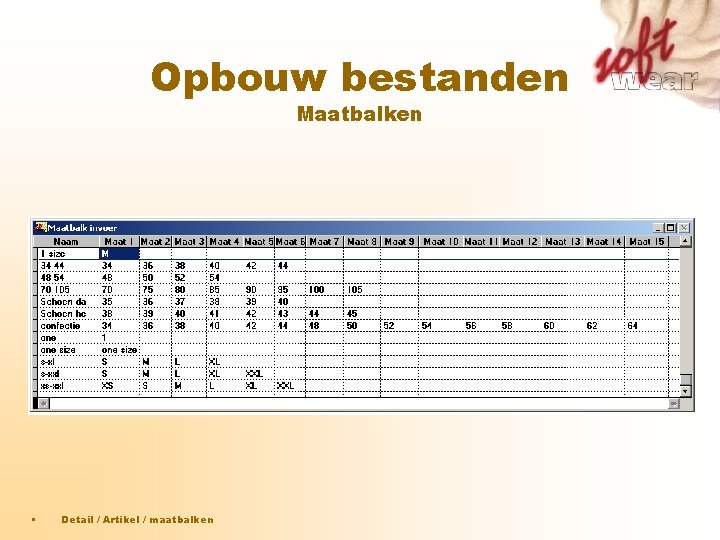 Opbouw bestanden Maatbalken • Detail / Artikel / maatbalken Opbouw bestanden Maatbalken • Detail / Artikel / maatbalken