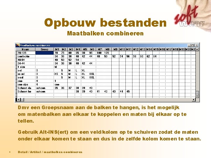 Opbouw bestanden Maatbalken combineren Dmv een Groepsnaam aan de balken te hangen, is het Opbouw bestanden Maatbalken combineren Dmv een Groepsnaam aan de balken te hangen, is het