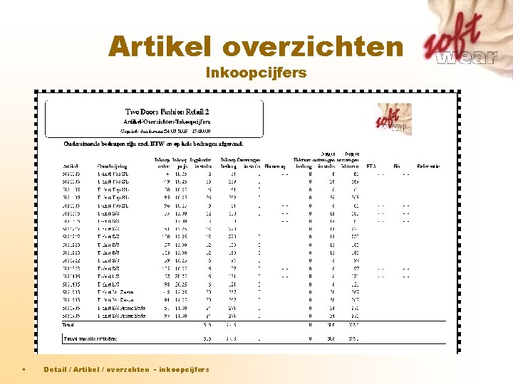 Artikel overzichten Inkoopcijfers • Detail / Artikel / overzchten - inkoopcijfers Artikel overzichten Inkoopcijfers • Detail / Artikel / overzchten - inkoopcijfers