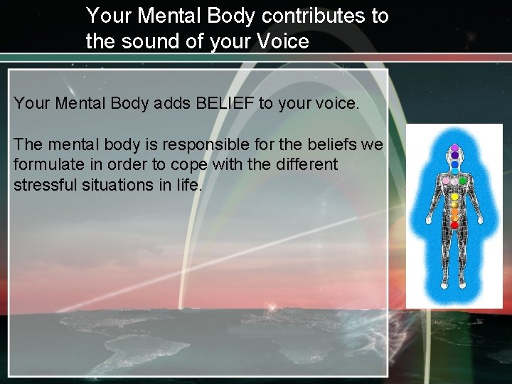 Your Mental Body contributes to the sound of your Voice Your Mental Body adds