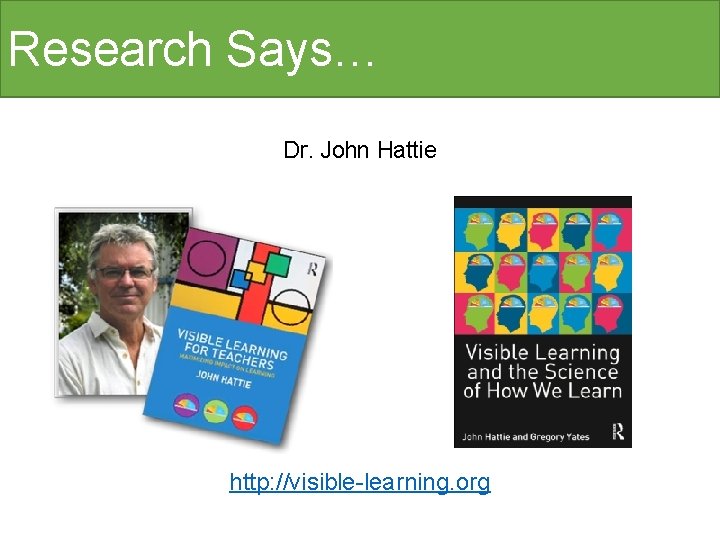 Research Says… Dr. John Hattie http: //visible-learning. org 