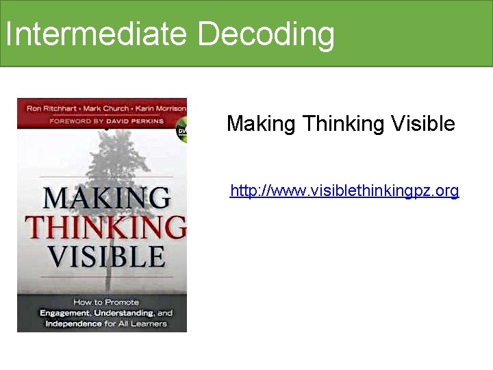 Intermediate Decoding Making Thinking Visible http: //www. visiblethinkingpz. org 