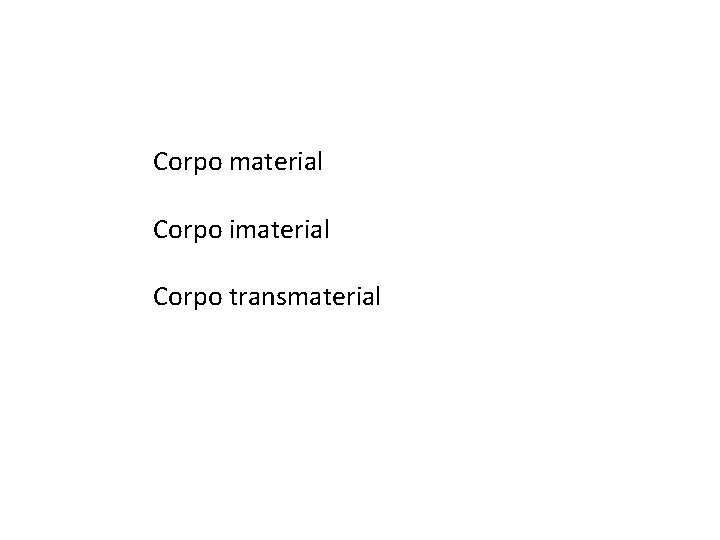 Corpo material Corpo imaterial Corpo transmaterial 