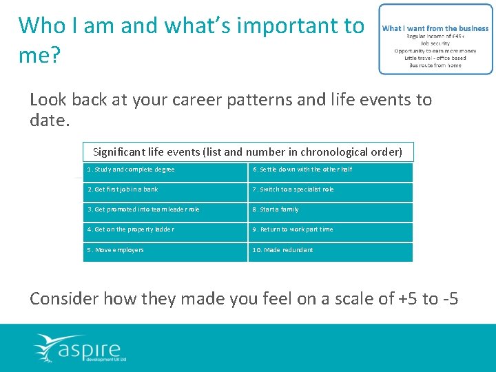 Who I am and what’s important to me? Look back at your career patterns
