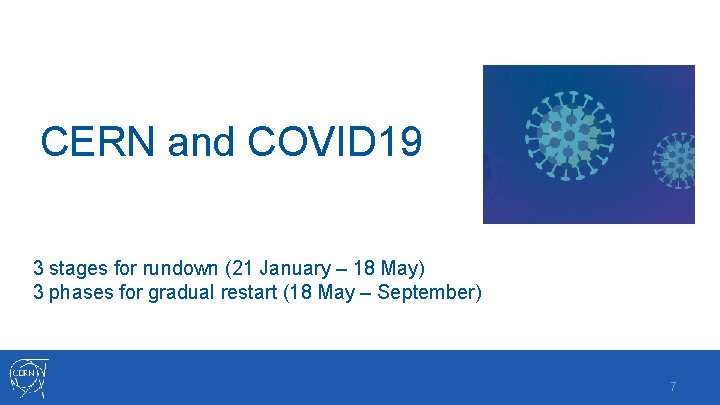 CERN and COVID 19 3 stages for rundown (21 January – 18 May) 3