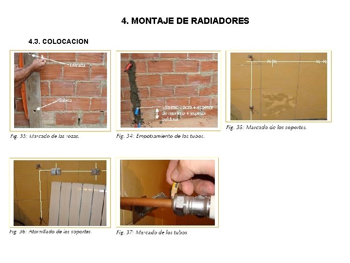 4. MONTAJE DE RADIADORES 4. 3. COLOCACION 4. MONTAJE DE RADIADORES 4. 3. COLOCACION