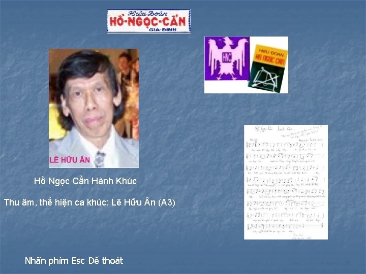 Hồ Ngọc Cẩn Hành Khúc Thu âm, thể hiện ca khúc: Lê Hữu n