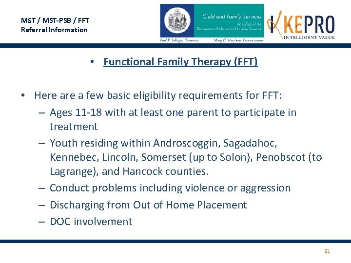 MST / MST-PSB / FFT Referral Information • Functional Family Therapy (FFT) • Here MST / MST-PSB / FFT Referral Information • Functional Family Therapy (FFT) • Here