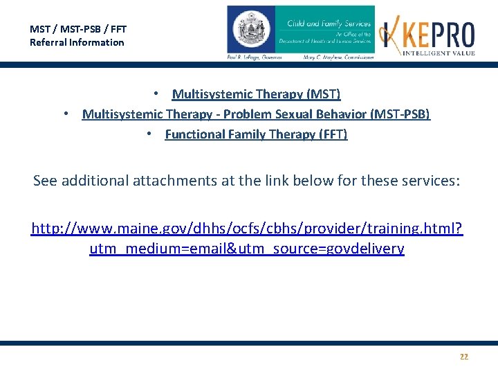 MST / MST-PSB / FFT Referral Information • Multisystemic Therapy (MST) • Multisystemic Therapy