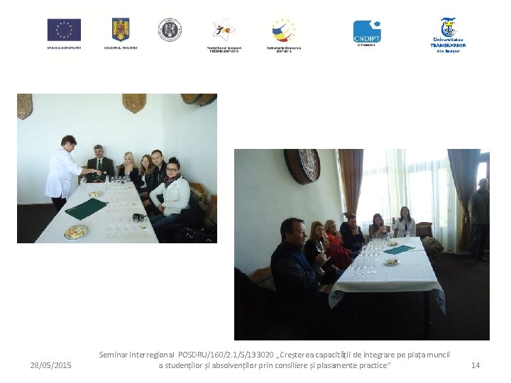 28/05/2015 Seminar interregional POSDRU/160/2. 1/S/133020 „Creșterea capacității de integrare pe piața muncii a studenților