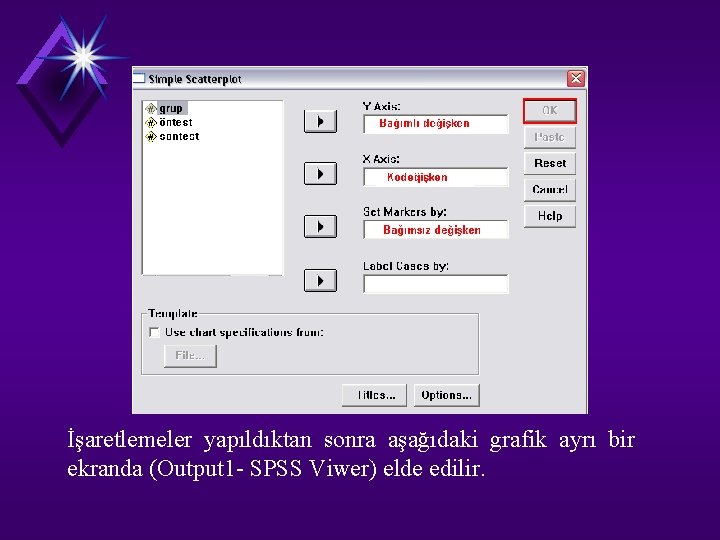 İşaretlemeler yapıldıktan sonra aşağıdaki grafik ayrı bir ekranda (Output 1 - SPSS Viwer) elde