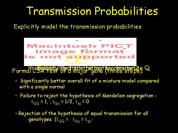 Transmission Probabilities Explicitly model the transmission probabilities - - - Probability that thethe father