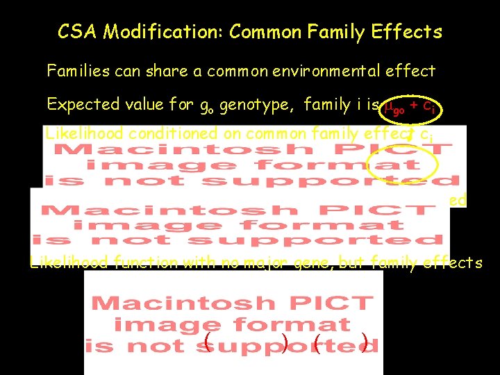 CSA Modification: Common Family Effects Families can share a common environmental effect Expected value