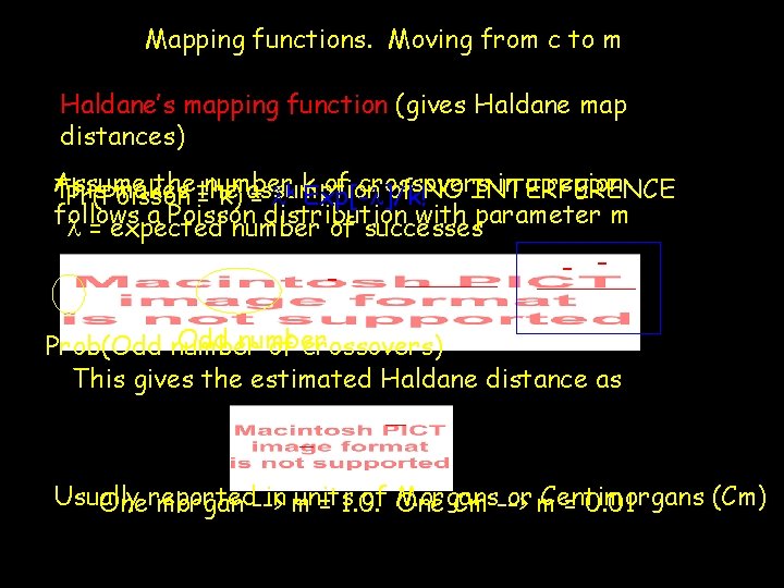 Mapping functions. Moving from c to m Haldane’s mapping function (gives Haldane map distances)