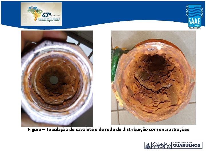Figura – Tubulação de cavalete e de rede de distribuição com encrustrações Figura – Tubulação de cavalete e de rede de distribuição com encrustrações