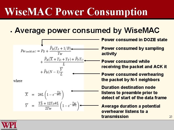 Wise. MAC Power Consumption § Average power consumed by Wise. MAC Power consumed in