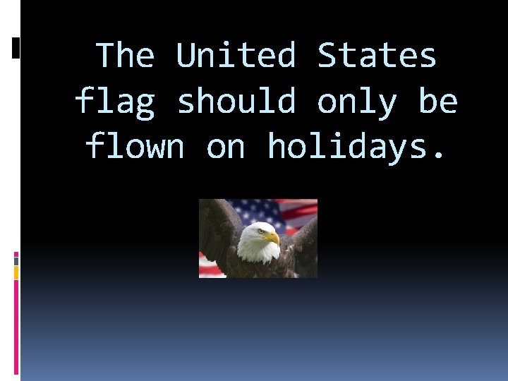 The United States flag should only be flown on holidays. 