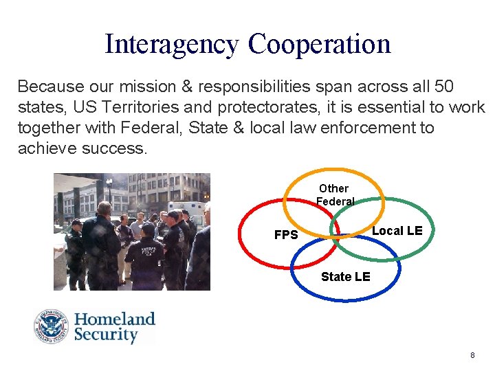 Interagency Cooperation Because our mission & responsibilities span across all 50 states, US Territories