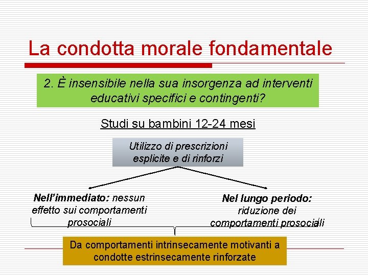 La condotta morale fondamentale 2. È insensibile nella sua insorgenza ad interventi educativi specifici