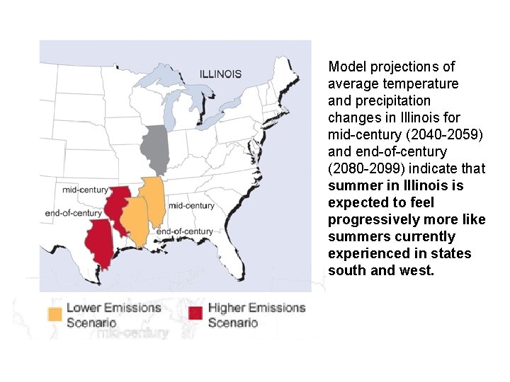 Model projections of average temperature and precipitation changes in Illinois for mid-century (2040 -2059)