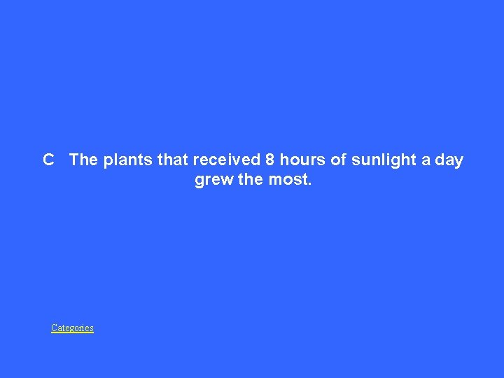 C The plants that received 8 hours of sunlight a day grew the most.