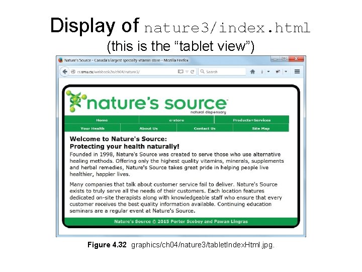 Display of nature 3/index. html (this is the “tablet view”) Figure 4. 32 graphics/ch Display of nature 3/index. html (this is the “tablet view”) Figure 4. 32 graphics/ch