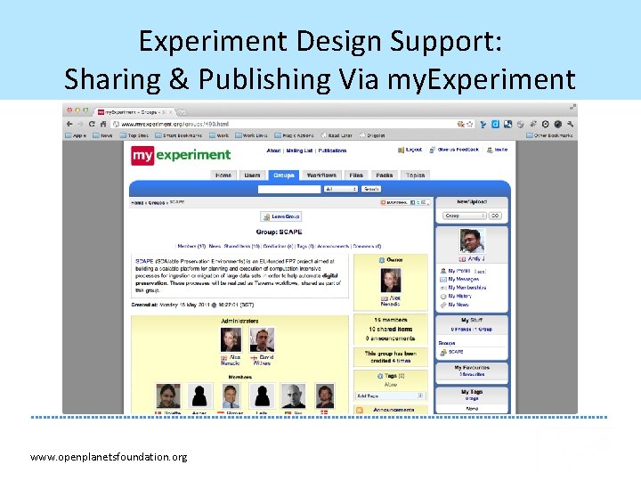 Experiment Design Support: Sharing & Publishing Via my. Experiment www. openplanetsfoundation. org Experiment Design Support: Sharing & Publishing Via my. Experiment www. openplanetsfoundation. org