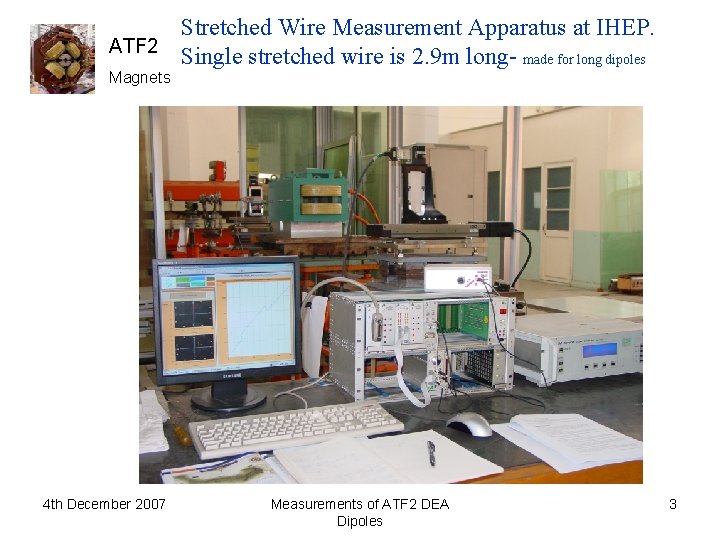 Stretched Wire Measurement Apparatus at IHEP. ATF 2 Single stretched wire is 2. 9