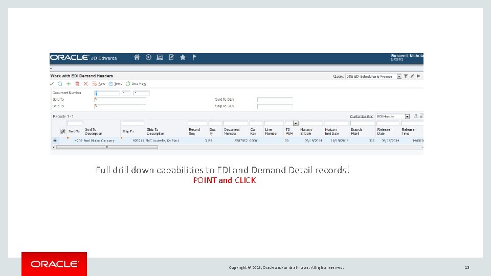 Full drill down capabilities to EDI and Demand Detail records! POINT and CLICK Copyright