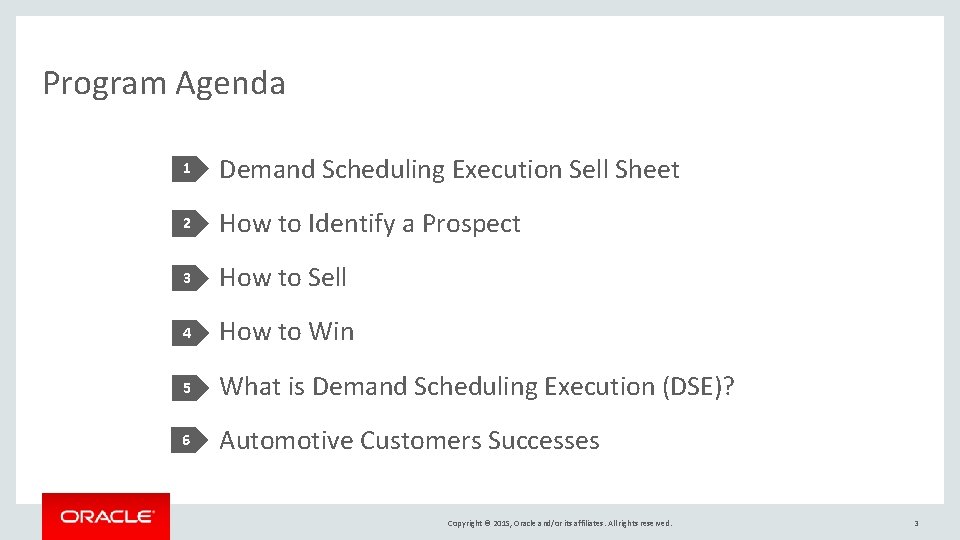 Program Agenda 1 Demand Scheduling Execution Sell Sheet 2 How to Identify a Prospect