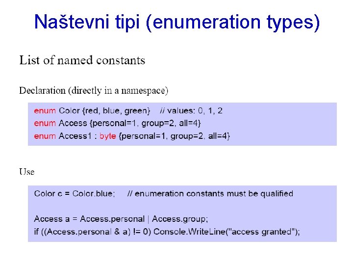 Naštevni tipi (enumeration types) 