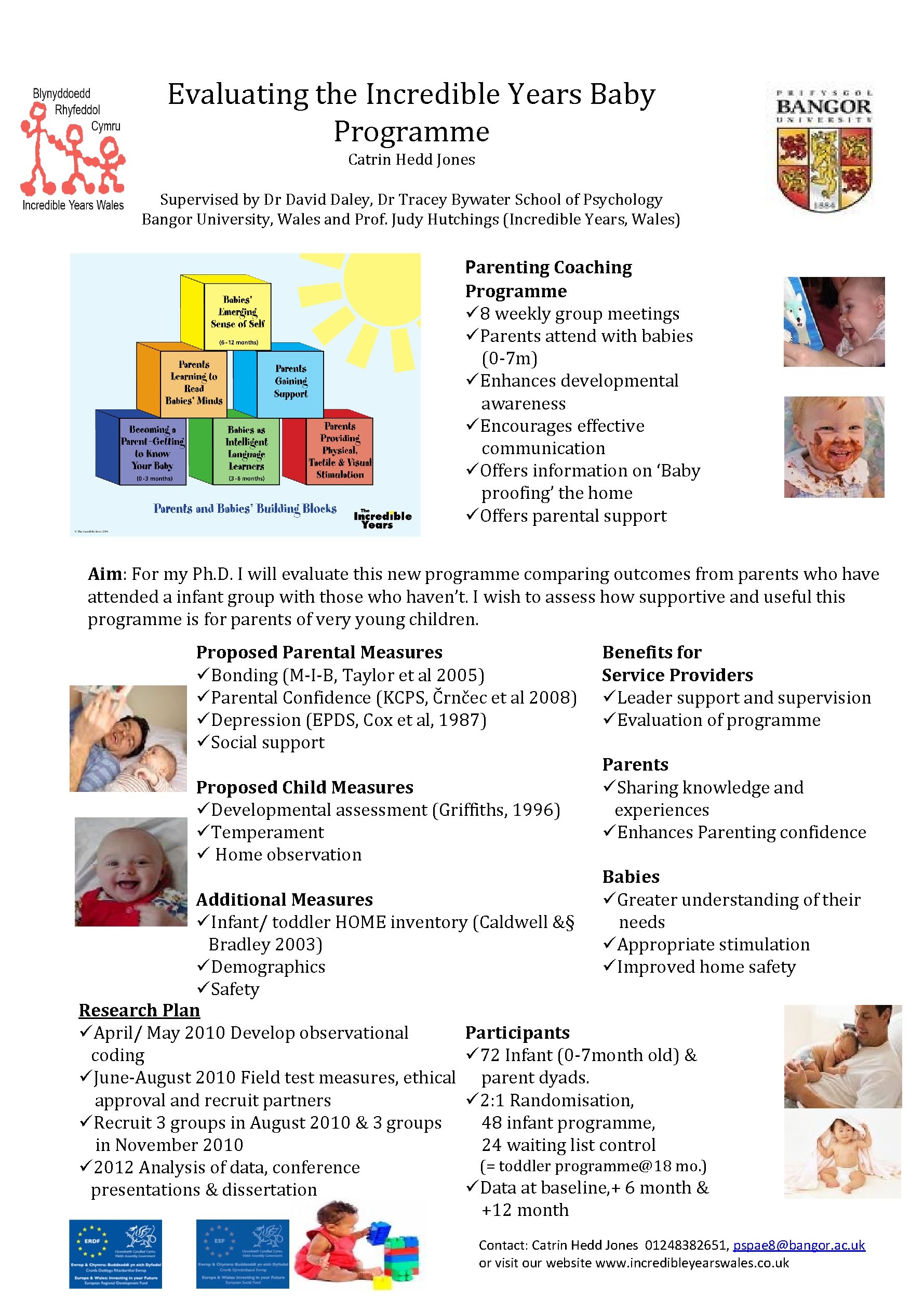Evaluating the Incredible Years Baby Programme Catrin Hedd Jones Supervised by Dr David Daley,
