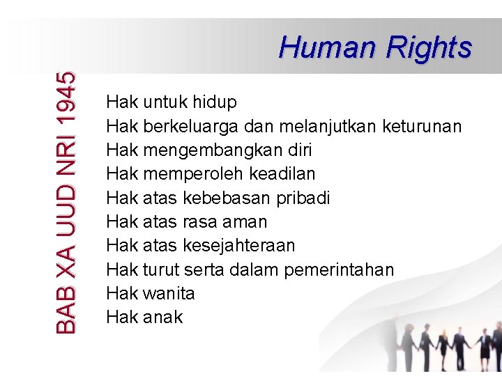 B A B X A UUD NRI 1945 Human Rights Hak untuk hidup Hak B A B X A UUD NRI 1945 Human Rights Hak untuk hidup Hak
