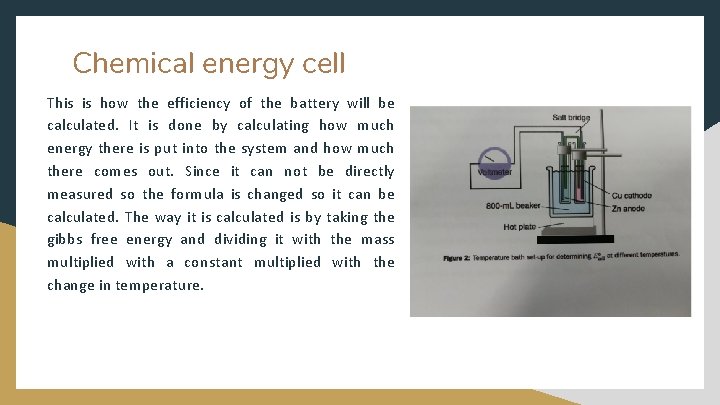 Chemical energy cell This is how the efficiency of the battery will be calculated.