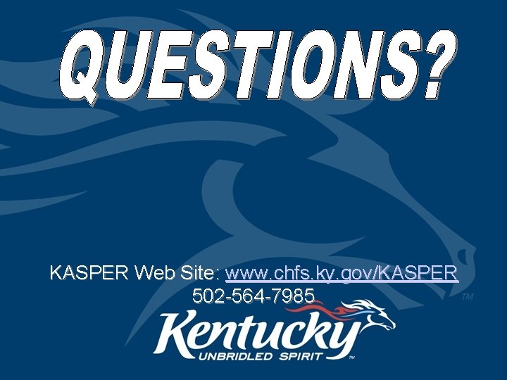 KASPER Web Site: www. chfs. ky. gov/KASPER 502 -564 -7985 