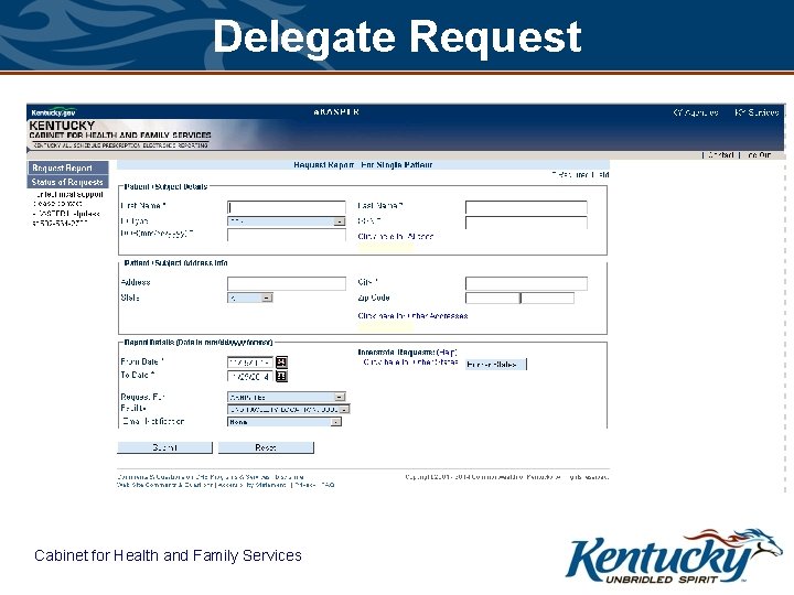 Delegate Request Cabinet for Health and Family Services 
