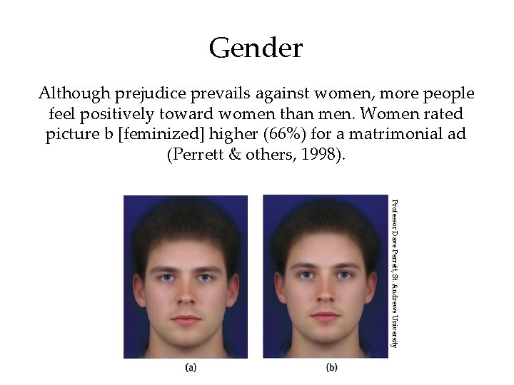 Gender Although prejudice prevails against women, more people feel positively toward women than men.