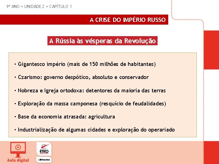 9º ANO » UNIDADE 2 » CAPÍTULO 1 A CRISE DO IMPÉRIO RUSSO A