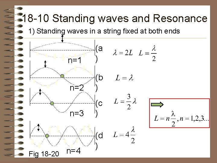 18 -10 Standing waves and Resonance 1) Standing waves in a string fixed at 18 -10 Standing waves and Resonance 1) Standing waves in a string fixed at