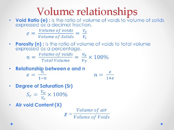  • Volume relationships 