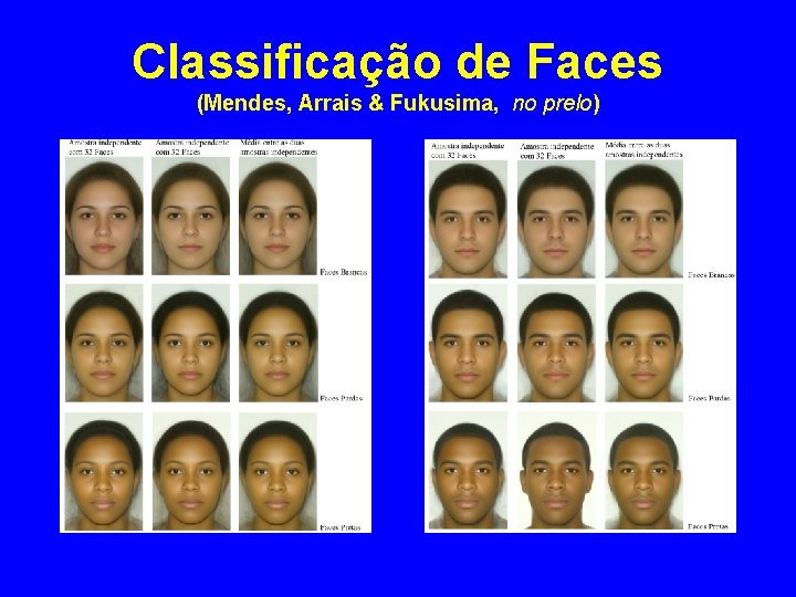 Classificação de Faces (Mendes, Arrais & Fukusima, no prelo) 