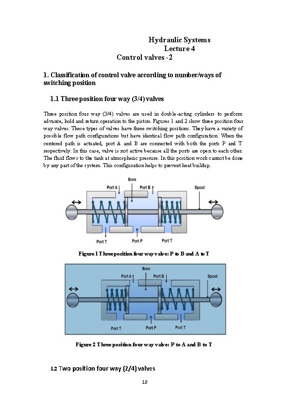 Hydraulic Systems Lecture 4 Control valves 2 1