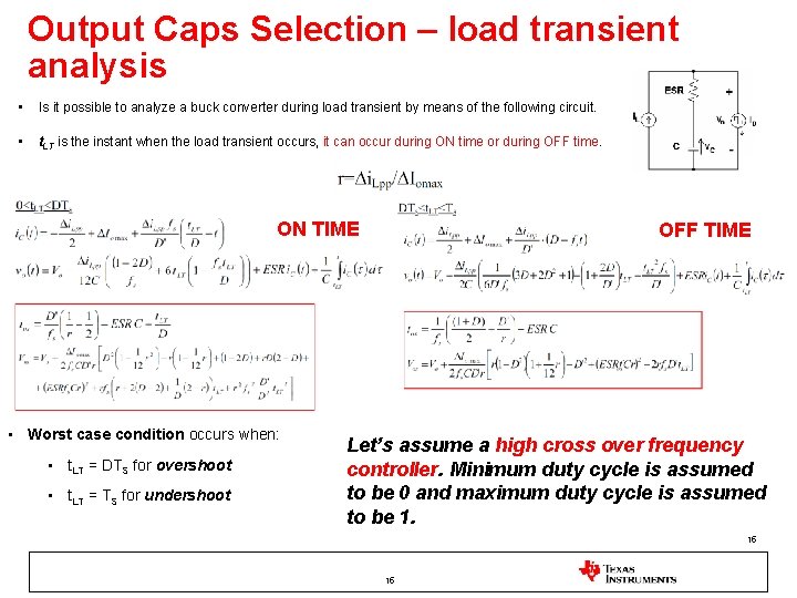 Output Caps Selection – load transient analysis • Is it possible to analyze a Output Caps Selection – load transient analysis • Is it possible to analyze a