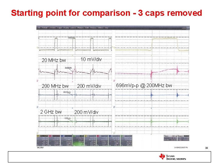 Starting point for comparison - 3 caps removed 20 MHz bw 200 MHz bw Starting point for comparison - 3 caps removed 20 MHz bw 200 MHz bw