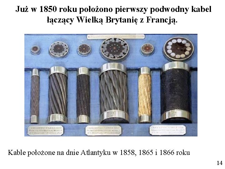 Już w 1850 roku położono pierwszy podwodny kabel łączący Wielką Brytanię z Francją. Kable