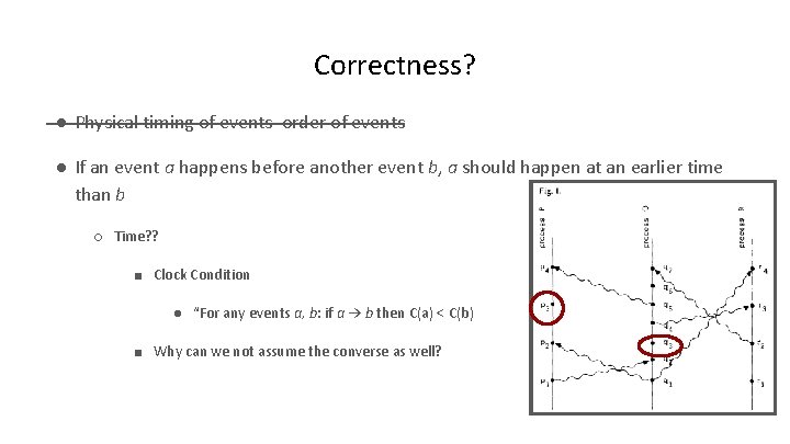 Correctness? ● Physical timing of events order of events ● If an event a