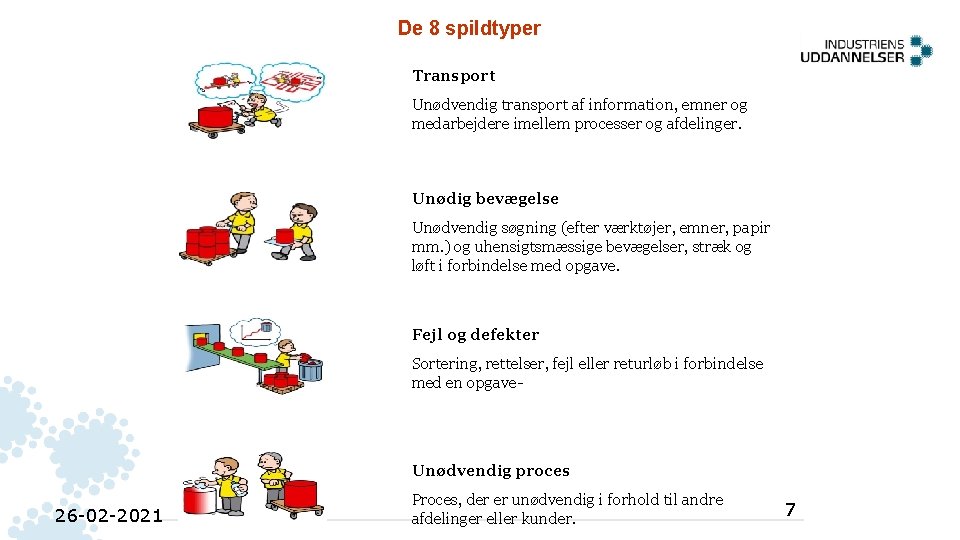 De 8 spildtyper Transport Unødvendig transport af information, emner og medarbejdere imellem processer og De 8 spildtyper Transport Unødvendig transport af information, emner og medarbejdere imellem processer og