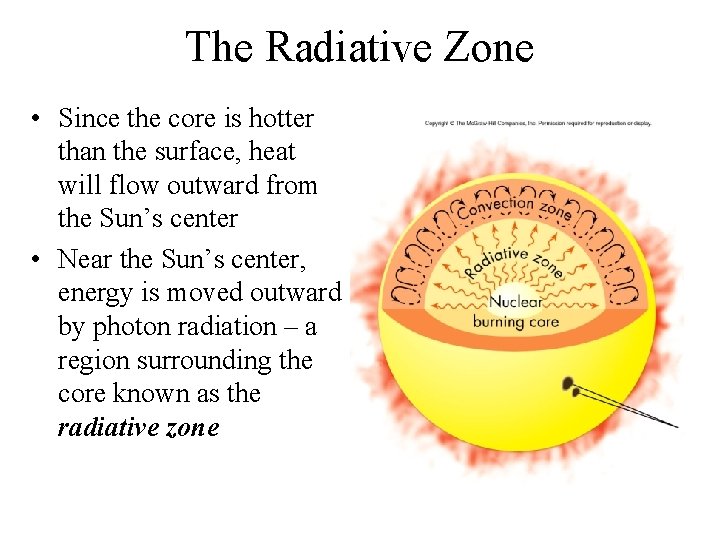 The Radiative Zone • Since the core is hotter than the surface, heat will