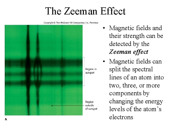 The Zeeman Effect • Magnetic fields and their strength can be detected by the