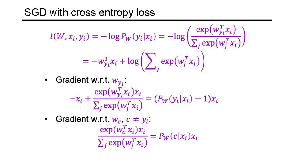 SGD with cross entropy loss 